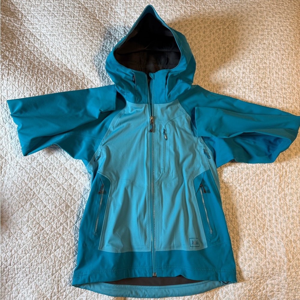 REI Blue 2-Tone Windbreaker Hooded Jacket